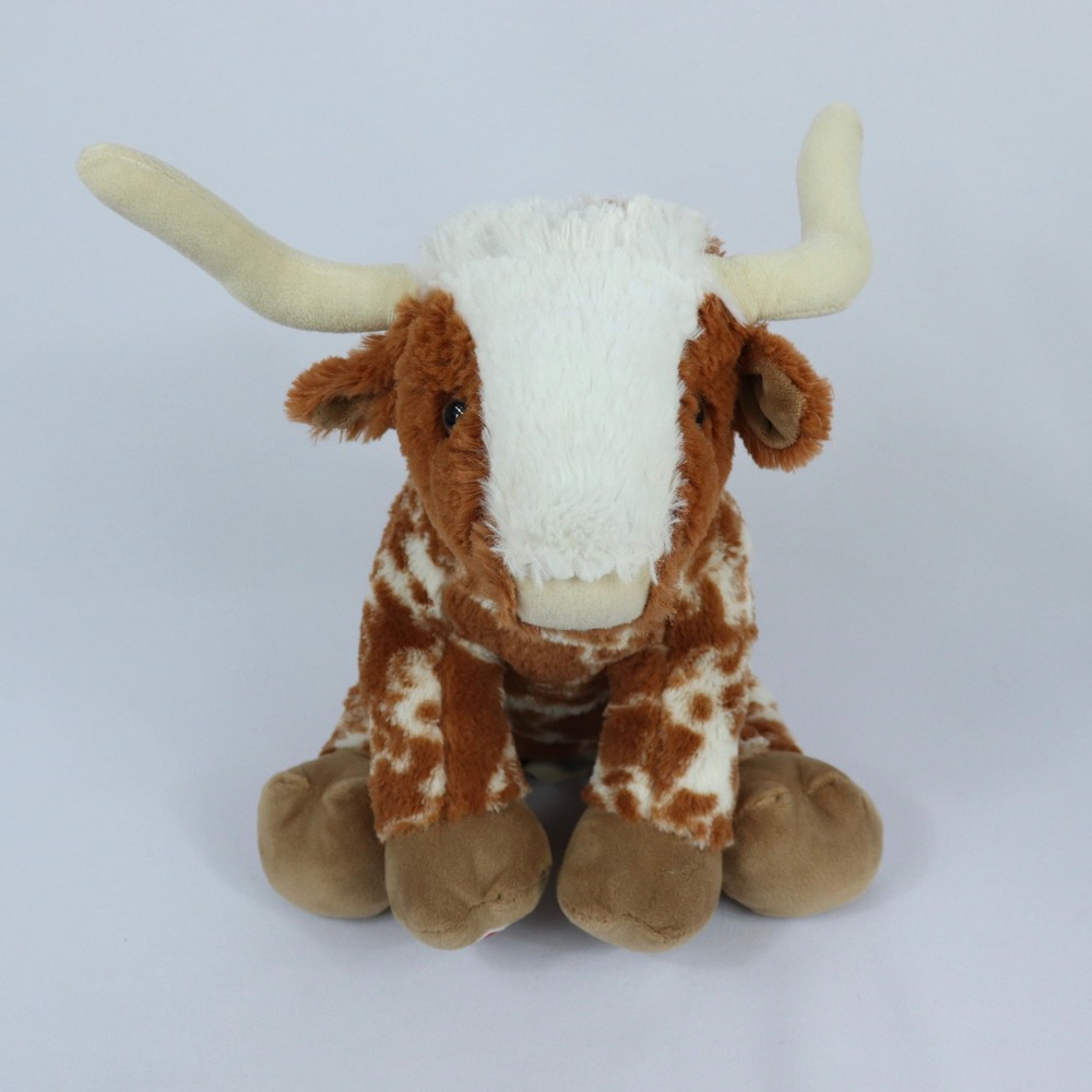 Build A Bear Workshop Longhorn Bull Cow Brown White Spotted Plush Stuffed Animal